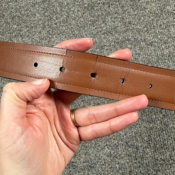 Johnston & Murphy Brown Maroon Red Leather Belt Men Size 38 Silver Square Buckle - Picture 7 of 12